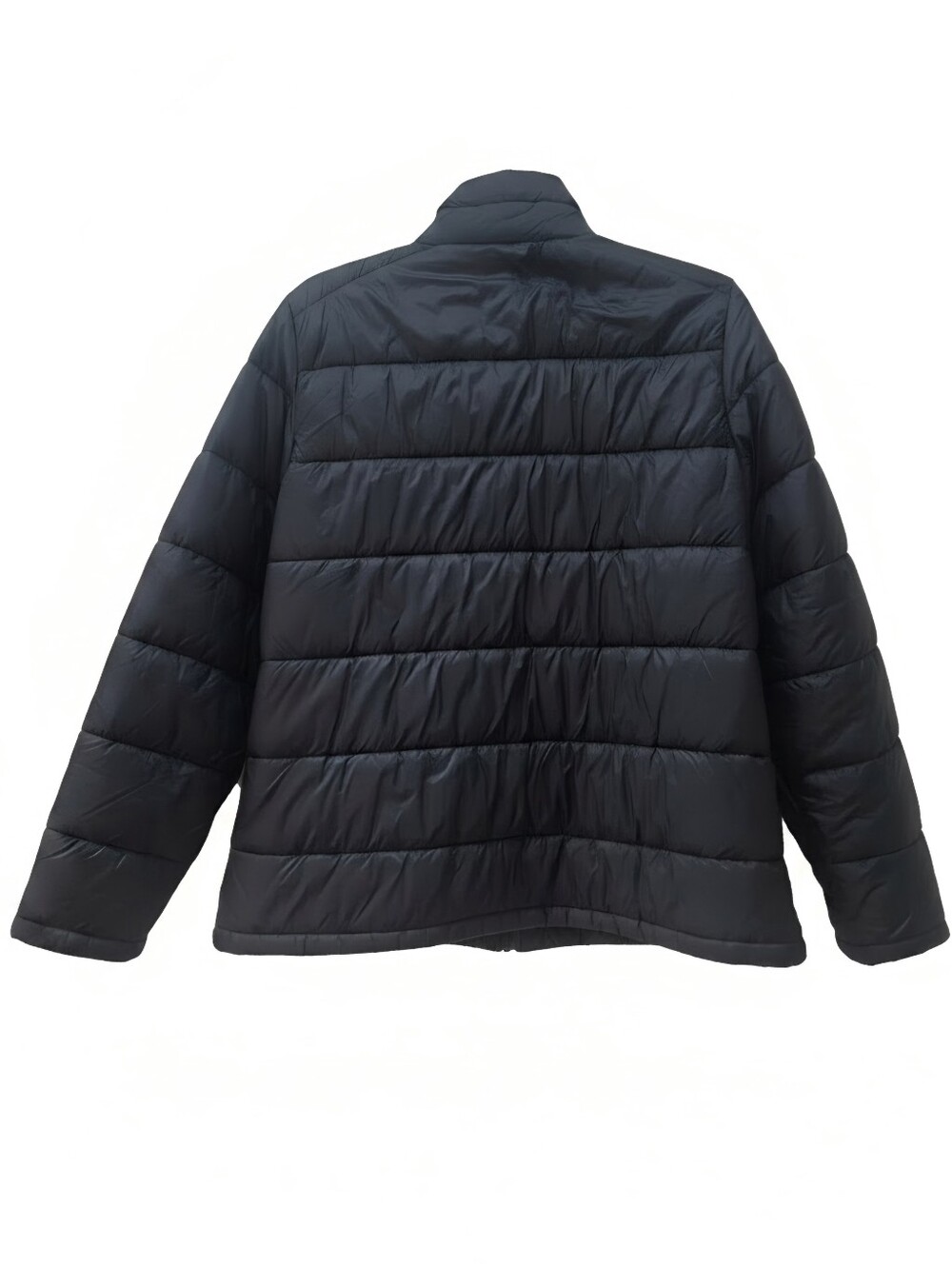 Men's Black Quilted Puffer Jacket with Stand Collar